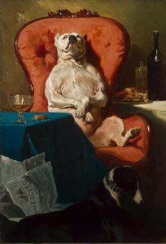 Alfred Dedreux : Pug Dog in an Armchair